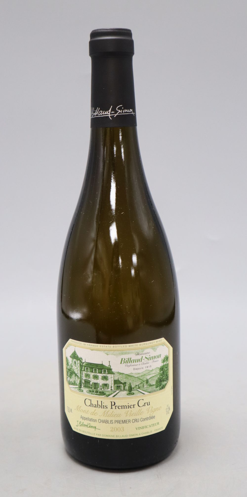 Six bottles of Domaine Billaud-Simon Chablis 1er CruMont de Millieu Vielille Vignes, 75cl, 2003