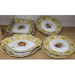 Ten Royal Worcester bone china yellow ground plates