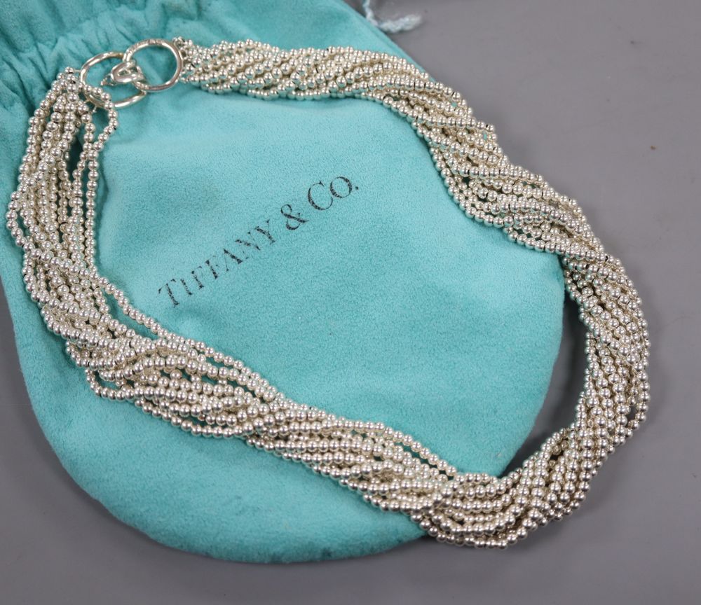 A modern Tiffany & Co 925 torsade necklace, 40cm, 71.1 grams, with Tiffany & Co pouch.CONDITION: