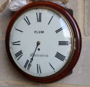 A Victorian mahogany fusee wall dial, marked 'PLUM Maidenhead', diameter 36cm MhoCONDITION: Convex