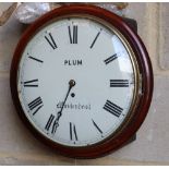 A Victorian mahogany fusee wall dial, marked 'PLUM Maidenhead', diameter 36cm MhoCONDITION: Convex