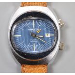 A gentleman's 1970's stainless steel Memostar alarm wrist watch, on associated strap.CONDITION: