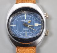 A gentleman's 1970's stainless steel Memostar alarm wrist watch, on associated strap.CONDITION: