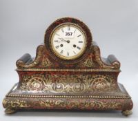 A Victorian Brocotaine, Paris boulle mantel clock, W.41cm, H.31cmCONDITION: There is a key but no