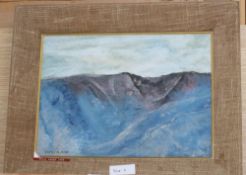 Gopal Ghose (1913-1980), mixed media, Study of a mountain range, signed and dated 1958, 26 x 35cm.