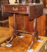 A Regency mahogany drop flap games table, with backgammon interior, W.48cm, D.56cm, H.72cmCONDITION: