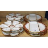 A set of six French oyster plates and asparagus plates