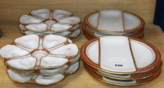 A set of six French oyster plates and asparagus plates