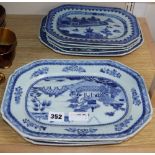 A collection of eight Nanking blue and white rectangular dishes
