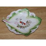 A Derby leaf shaped dish, c.1760-5,CONDITION: Crazing visible to areas of the white glaze, two chips