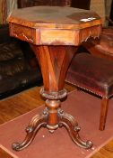 A Victorian rosewood trumpet work table, W.44cm, H.70cm