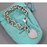 A modern Tiffany & Co 925 bracelet with signed heart shaped tag, 35 grams.