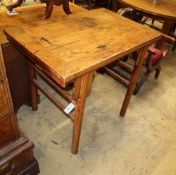 A 19th century Chinese elm wood side table, W.96cm, D.64cm, H.84cm