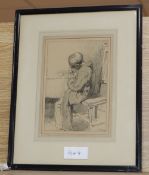 Charles Knight (1901-1990), pencil sketch, Boy in a dressing gown, signed and dated '22, 20 x 13cm.