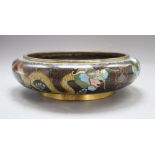 A large Chinese cloisonne enamel 'dragon' bowl, Ming mark, 1920's, diameter 27cm