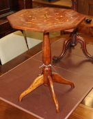 An Italian inlaid Sorrento sandalwood tripod table, c.1920, W.44cm, H.59cm