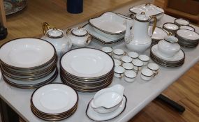 A Villeroy & Boch Johann Haviland part table service, banded in cobalt blue and gold, comprising 8