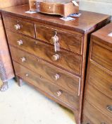 A Regency mahogany chest, W.102cm, D.46cm, H.103cm,CONDITION: One turned wood knob handle detached