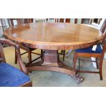A William IV rosewood circular dining table, 130cm diameter, H.74cm