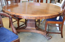 A William IV rosewood circular dining table, 130cm diameter, H.74cm