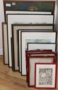 A quantity of assorted prints including Gilray reproductions