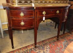A George III mahogany, rosewood banded and boxwood strung breakfront sideboard, W.168cm, D.66cm, H.