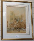 Henry Schafer, watercolour, Abbeville, Normandy, signed, 45 x 35cmCONDITION: Rather faded with