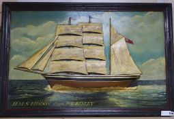 A split hull wall plaque - H.M.S Liddon Capt. R.L. Bisley