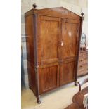 A Regency mahogany linen press, W.136cm, D.60cm, H.214cmCONDITION: The upper section interior
