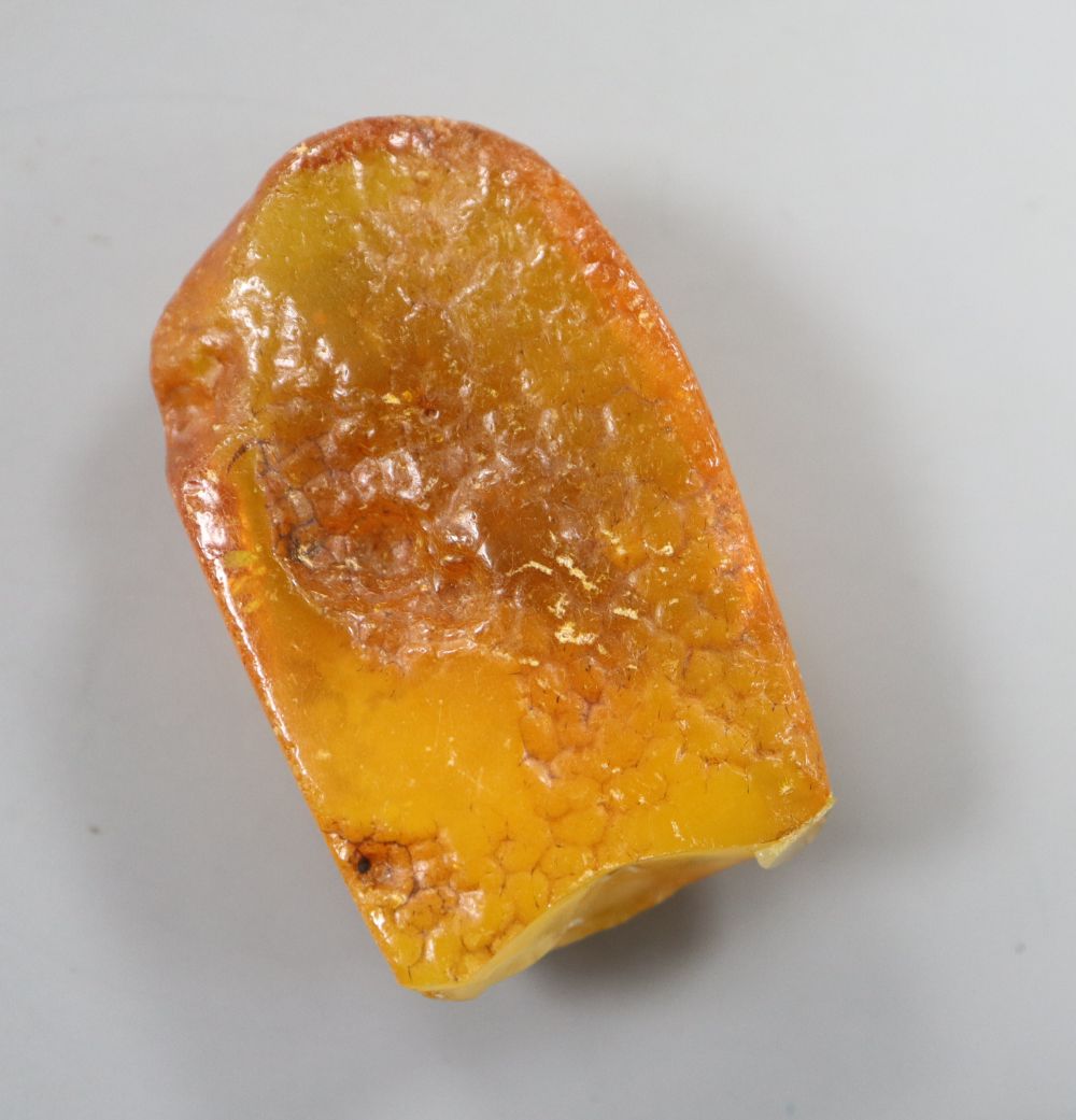 An amber pebble fragment, 51mm, 18.6 grams.