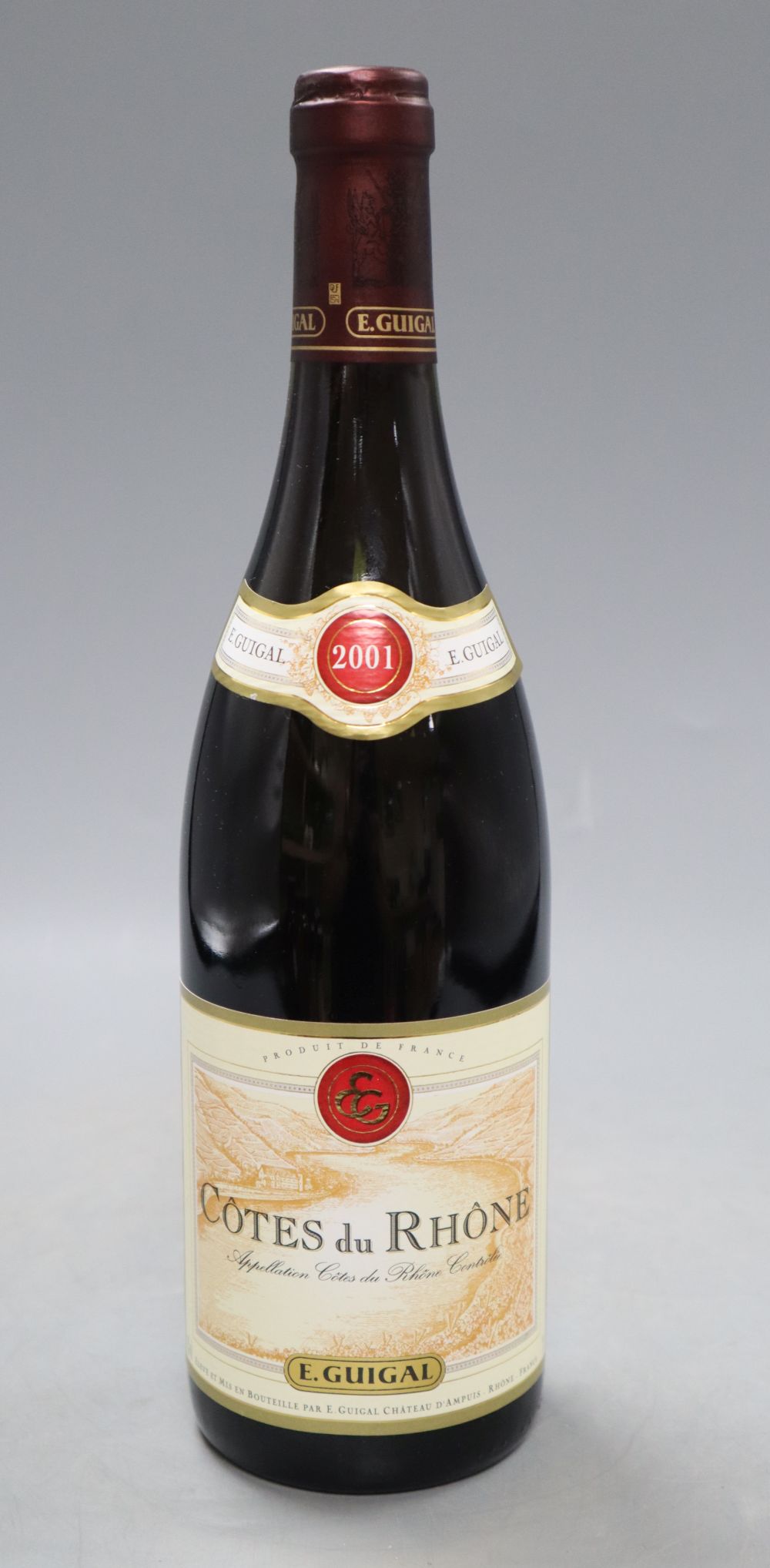 Six bottles of E. Guigal Cotes du Rhone, 75cl, 2001