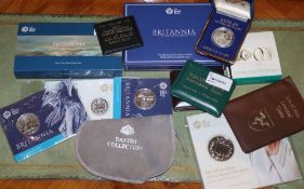 A collection of silver proof and other commemorative coins and a Swiss Argentan pocket watch by