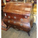 An early 19th century Dutch mahogany and gilt metal mounted bombe bureau, W.101cm, D.60cm, H.