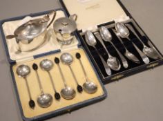 A set of six George III silver Old English pattern teaspoons, George Gray, London 1787, a cased