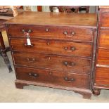 A George III mahogany four drawer chest, W.95cm, D.50cm, H.88cmCONDITION: One handle detached and