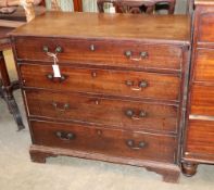 A George III mahogany four drawer chest, W.95cm, D.50cm, H.88cmCONDITION: One handle detached and