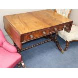 A Regency mahogany sofa table, W.100cm, D.65cm, H.73cmCONDITION: The top is marked, stained and