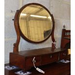 A George III mahogany toilet mirror, W.58cm, D.22cm, H.56cm