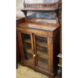 A late Victorian walnut mirror back pier cabinet, W.90cm, D.34cm, H.148cm