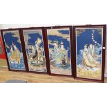 A set of four Asian panels, 103 x 50cm