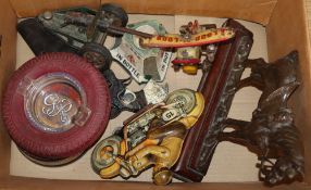 A collection of tinplate toys including Technofix motorbike, 'Loop the Loop' plane, etc