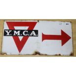 An enamel YMCA sign, c.1950, 25 x 51cm