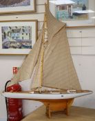 A model pond yacht, length 90cm