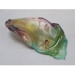 A Daum pate de verre 'lizard' tray, length 21cm