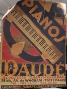 A Pianos Daude poster, 157 x 116cm