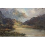 Attributed to Jamieson, oil on canvas, Loch scene, indistinctly signed, 50 x 76cm, unframed