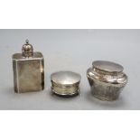 Two early 20th century silver tea caddies and a silver trinket box, tallest 12cm, gross 10.5oz.