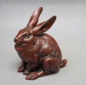 A Japanese bronze rabbit, signed, height 19cm