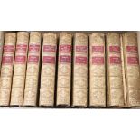 Nine leather-bound historical volumes by Julia Pardoe (some ex-libris William E Cain) and Scott's