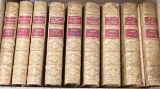 Nine leather-bound historical volumes by Julia Pardoe (some ex-libris William E Cain) and Scott's